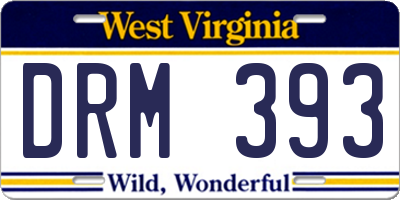 WV license plate DRM393
