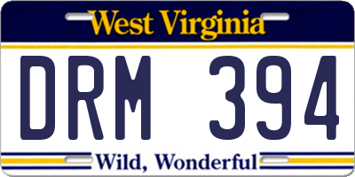 WV license plate DRM394