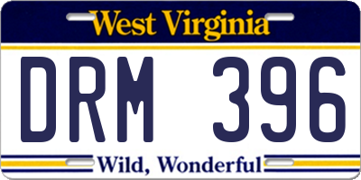 WV license plate DRM396