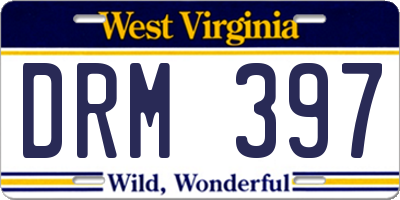 WV license plate DRM397