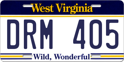 WV license plate DRM405