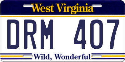 WV license plate DRM407
