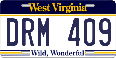 WV license plate DRM409