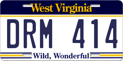 WV license plate DRM414
