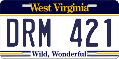 WV license plate DRM421