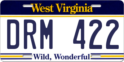 WV license plate DRM422