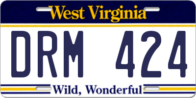 WV license plate DRM424