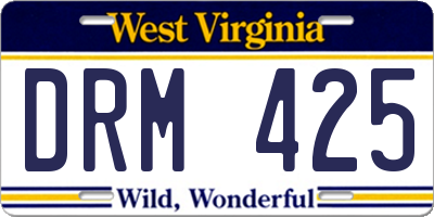 WV license plate DRM425