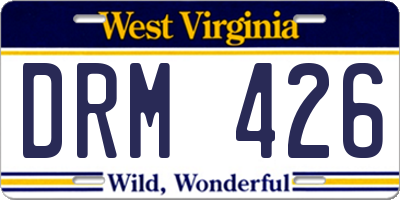WV license plate DRM426