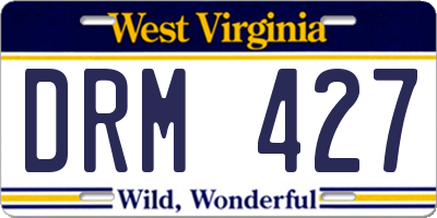 WV license plate DRM427
