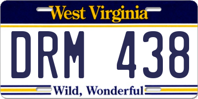 WV license plate DRM438