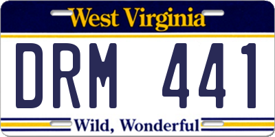 WV license plate DRM441