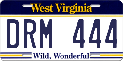 WV license plate DRM444