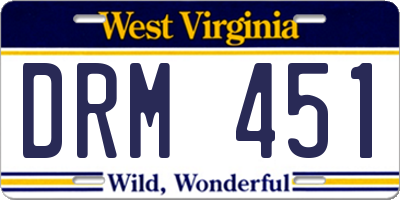 WV license plate DRM451