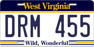 WV license plate DRM455