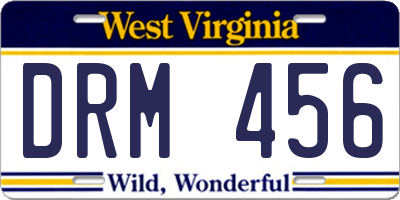 WV license plate DRM456