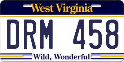 WV license plate DRM458