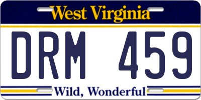 WV license plate DRM459