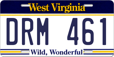 WV license plate DRM461