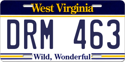 WV license plate DRM463