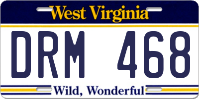WV license plate DRM468