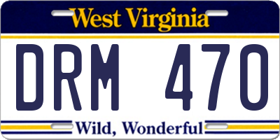 WV license plate DRM470