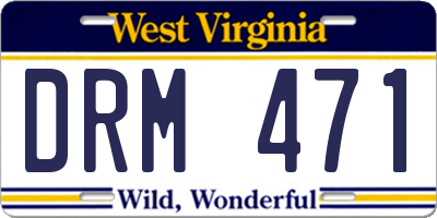 WV license plate DRM471