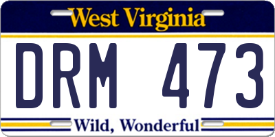 WV license plate DRM473