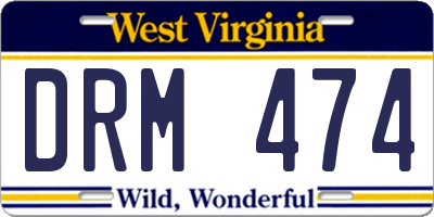 WV license plate DRM474