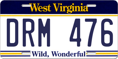 WV license plate DRM476