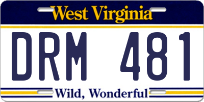WV license plate DRM481