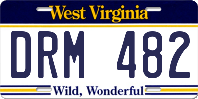 WV license plate DRM482