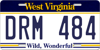 WV license plate DRM484