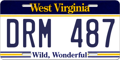 WV license plate DRM487