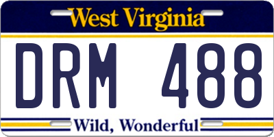 WV license plate DRM488