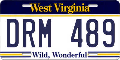 WV license plate DRM489