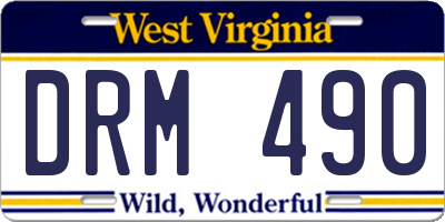 WV license plate DRM490