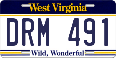 WV license plate DRM491