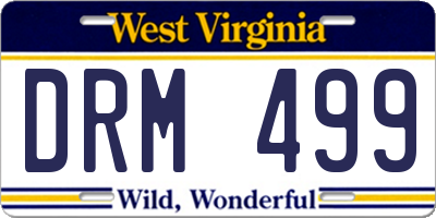 WV license plate DRM499