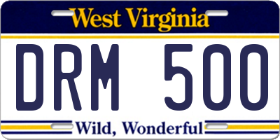 WV license plate DRM500