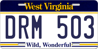 WV license plate DRM503