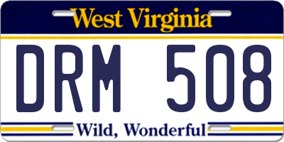 WV license plate DRM508