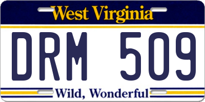 WV license plate DRM509