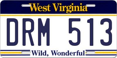 WV license plate DRM513
