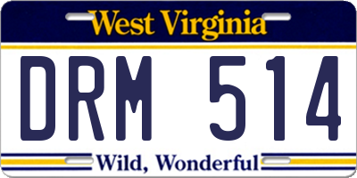 WV license plate DRM514