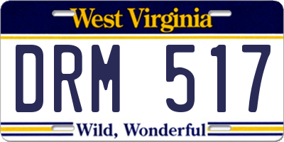 WV license plate DRM517
