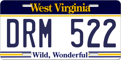 WV license plate DRM522