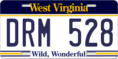 WV license plate DRM528