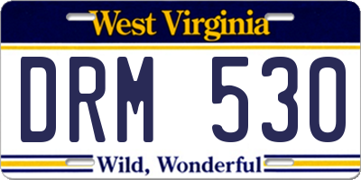 WV license plate DRM530