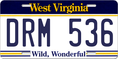WV license plate DRM536